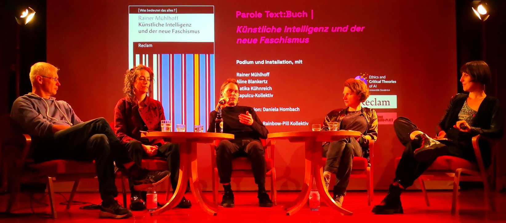 Volksbühne Parole Text: Buch zu "KI und der neue Faschismus"